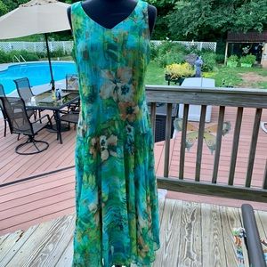 Coldwater Creek Floral Waterfall Dress-Sz 8